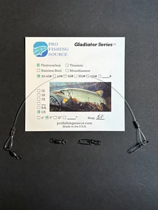 Leader da Pesca 40 LB Fluorocarbon 9" 12" & 40" 3PK Gru Girevole con Scelta a Scatto - Foto 1 di 37