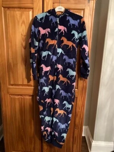 M&S Girls Horse Print All In One pyjamas one piece Age 11-12 great condition - Picture 1 of 3