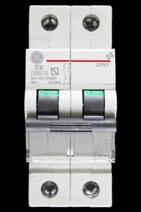 GENERAL ELECTRIC 6 AMP CURVE C 6kA DOUBLE POLE MCB CIRCUIT BREAKER EP62 674009 - Picture 1 of 6