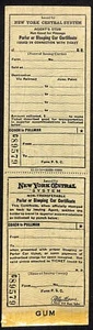 New York Central System RR Parlor / Sleeping Car SAMPLE Ticket c1956 #89579 - Picture 1 of 2