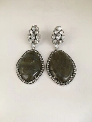 Pendientes colgantes araña plata topacio azul labradorita joyería fina Nabila Foto 1 de 4