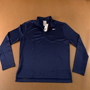 Reebok Mens Size Medium Navy Blue Workout Ready 1/4 Zip Pullover Top NWT - Picture 1 of 10
