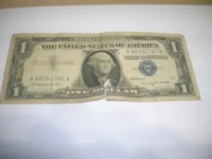 $1 1957-B=SILVER CERTIFICATE=BLUE SEAL- - Picture 1 of 2