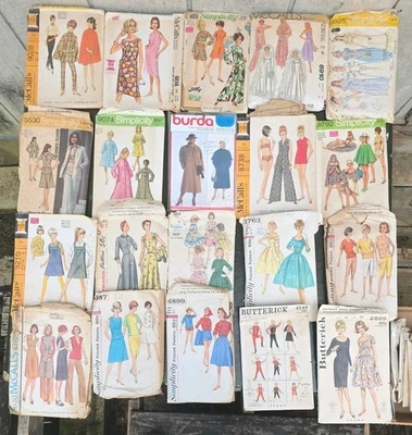 Vintage Lot 30 Sewing Patterns 1950`s - 70`s McCall`s Butterick Simplicity - Image 1 of 4