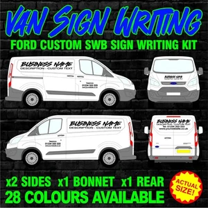 KIT DE ESCRITURA DE LETREROS DE FURGONETA DE NEGOCIOS PERSONALIZADA FORD CUSTOM SWB PEGATINAS GRÁFICAS - Imagen 1 de 4