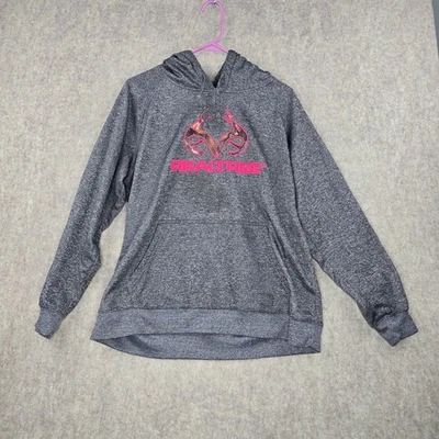 Realtree 女式连帽运动衫灰色大号涤纶休闲套衫 — 第 1/4 张图片