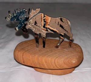 LAZART Metallkunst 3" Multicolor Elch Briefbeschwerer auf Sandsteinsockel - Bild 1 von 9