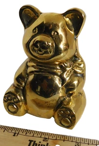 Banco de oso de latón de 4" de alto de colección Taiwán años 70 Estate #A - Imagen 1 de 4