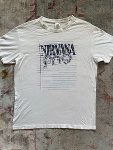 Nirvana Vintage Notebook Paper Graphic Tee 2000s 1997 Size Large - Picture 1 of 8
