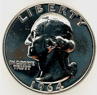 ✅ PROOF 1964 P Washington 90% SILVER Quarter GEM BRILLIANT UNCIRCULATED Coin ✅ - Image 1 of 3