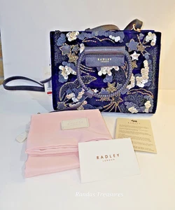 Bolso de Mano Radley London Arlington Cielo Nocturno Terciopelo Multivías Nuevo con Etiquetas - Edición Limitada - Imagen 1 de 16