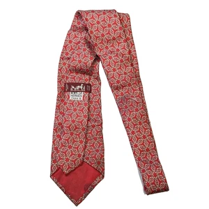 Hermès Krawatte 100% Seide rot Kettengliedmuster Made in France - Bild 1 von 3