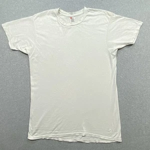 Vintage Hanes Mens Blank White T Shirt Size XL Single Stitch Distressed - Picture 1 of 6