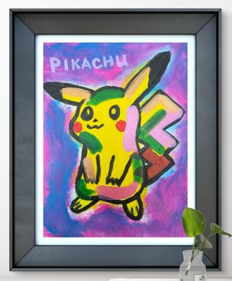 Arte Original "Pikachu" 9x12 Lienzo Expresionismo Diseño Abstracto Arte Hogar Foto 1 de 4