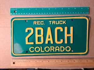 License Plate, Colorado, Recretl Truck, Vanity: 2 BACH, To Johann Sebastian Bach - Picture 1 of 3