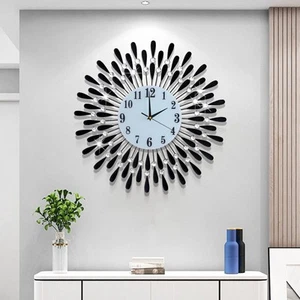 24 INCH Large Wall Clock for Living Room Decor,Non-Ticking Quiet Metal Petals... - Picture 1 of 9