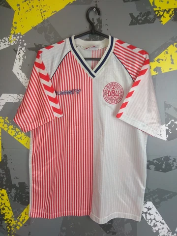 Denmark Away football shirt 1986 - 1987 hummel Autographs Mens Size L ig93 Cover