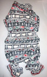 Dog Doggie Puppy Fleece Christmas Scene Pajamas Gray Snowmen Trees Bears XL *NEW - Picture 1 of 10