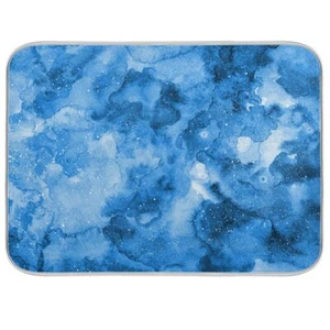 Absorbent Dish Drying Mat for Kitchen Counter - Blue Watercolor Microfiber Dr... - Picture 1 of 7