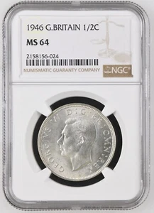 Great Britain - 1946 George VI Silver 1/2 Crown - NGC MS64 - Picture 1 of 2