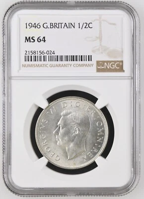 Great Britain - 1946 George VI Silver 1/2 Crown - NGC MS64 - Image 1 of 2