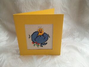 Yellow Handmade Cross Stitch Hatching Chick Card with Envelope