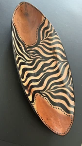 Vintage Olivenholz ovale Schüssel Simbabwe Afrika handgefertigt handdekoriert - Bild 1 von 10