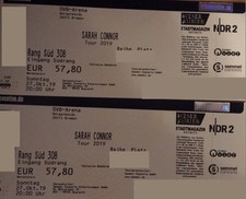 TICKETS/ SARAH CONNOR/ BREMEN/ 27.10.19/ SITZPLÄTZE BLOCK 308/ EINTRITTSKARTEN