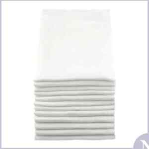 100% Cotton Soft Swaddle Cloth Nappy Bibs 50x 50cm 12 White Muslin Square Fabric