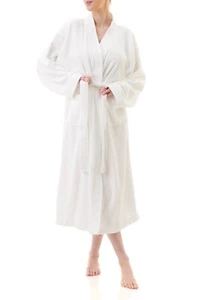 Bata de baño de felpa de algodón envolvente de longitud media blanca Givoni para mujer 63 - Imagen 1 de 4