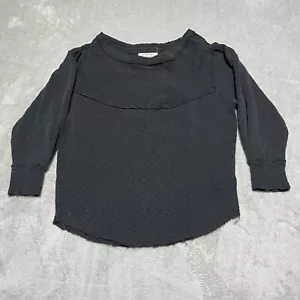 Blusa Pullover Free People Top Mujer Pequeña Negra Manga Larga Cuello Barco Boho - Imagen 1 de 7