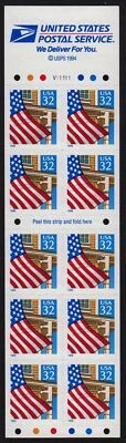 1995 Flag over Porch Sc 2920De mint booklet unfolded plate number V11111 - Image 1 of 2
