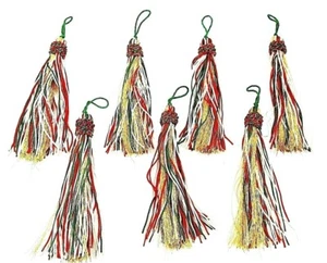 Christmas Tassels Red Green White & Gold 6" Set Of 7 Christmas NWOT - Picture 1 of 5