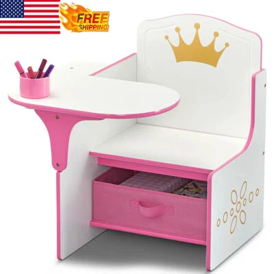 Silla de trabajo escritorio con contenedor de almacenamiento muebles para niños pequeños manualidades tiempo de juego tarea madera Foto 1 de 4