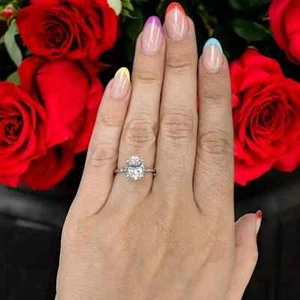 Fede nuziale donna platino 950 taglio ovale 1 ct coltivata in laboratorio diamante IGI - Foto 1 di 10