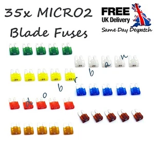 35x Micro2 Spade Fuse Assortment 5-30A Auto Car Van Bike Automotive Type 2 Fuse - Picture 1 of 2