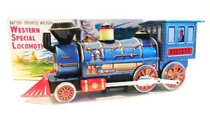 VINTAGE BATTERIEBETRIEBENER MYSTERY ACTION WESTERN SONDERLOK ZINNZUG - Bild 1 von 12