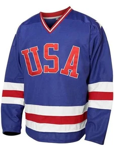 Camiseta deportiva de hockey de Estados Unidos grande L de los Juegos Olímpicos de la NHL tejida con miel azul - Imagen 1 de 4