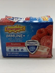 Open Box Immune+ Vitamin C +  Raspberry, 30 Packets, 0.31 oz (8.8 g)....305 - Picture 1 of 5