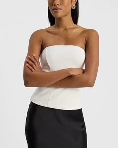 Express Damen trägerloses Röhrentop Größe S elfenbeinfarben Stretch seitlicher Reißverschluss neu mit Etikett $ 48 - Bild 1 von 15