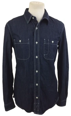 Camisa Timberland Para Hombre Talla M Denim Índigo Bolsillos con Botones Usada F1 Foto 1 de 4