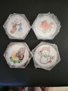 Empty COASTER FOR CROSS STITCH, Acrylic Cork HEXAGON BUTTERFLY - Picture 1 of 5