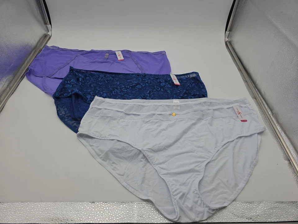 3pr NUEVO CON ETIQUETAS Ashley Stewart Plus Bragas Talla 30/32 5X Púrpura Estampado Animal Blanco 032 Foto 1 de 4