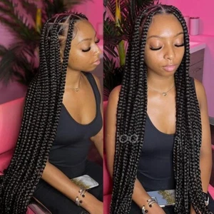 Braided Wigs for Black Women Transparent HD Full Lace Knotless Box Braided Wigs - Picture 1 of 7