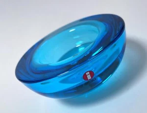 IITTALA FINLAND BALLO VOTIVE CANDLE HOLDER TURQUOISE BLUE SCANDINAVIAN ART GLASS - Picture 1 of 6