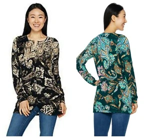 ISAAC MIZRAHI LIVE! SCHWARZE PAISLEY BEDRUCKTE CARDIGAN MIT ABGERUNDETEM SAUM Gr. XS NEU $ 79 - Bild 1 von 4
