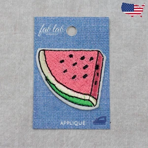 Watermelon Slice-Fab Lab Embroidered Iron On Patches Applique Summer Picnic - Picture 1 of 2