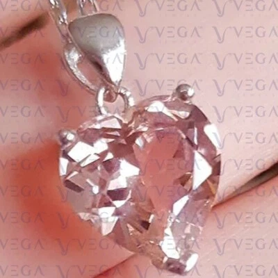Colgante de morganita natural y diamantes talla corazón de 5,00 quilates de oro blanco sólido real de 14 K Foto 1 de 4