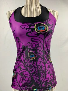 Moxie Cycling Women's T-Back Jersey, Small, Violet/Black with Built-In Bra - Picture 1 of 4