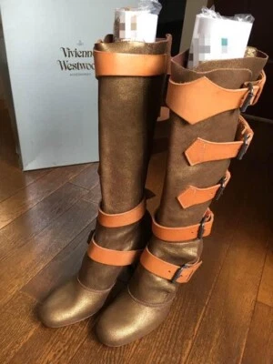 Vivienne Westwood Knee High Pirate Heeled Buckle Boots Leather Size 37 - Image 1 of 4